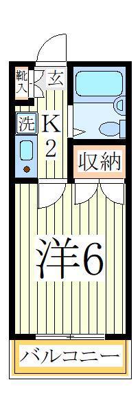 ジュネス伊藤(1K/2階)の間取り写真