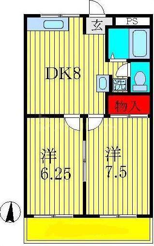 メゾンローズ(2DK/1階)の間取り写真
