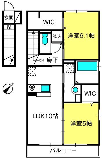 ERBENHEIMVI(2LDK/2階)の間取り写真