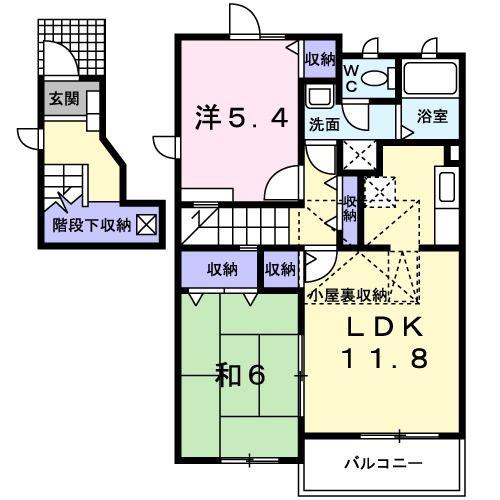 マニクールN(2LDK/2階)の間取り写真