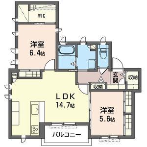 ファミーユ(2LDK/2階)の間取り写真
