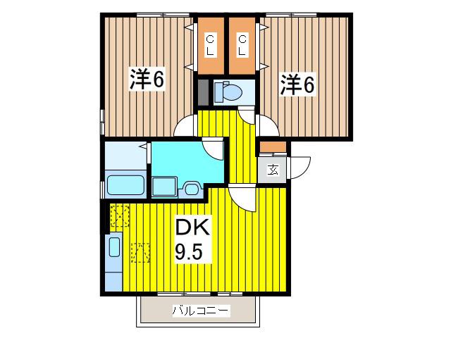 リヴェール(2DK/2階)の間取り写真