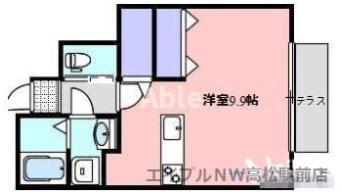 レスポワールK(ワンルーム/1階)の間取り写真