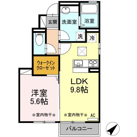 サンフラワー(1LDK/1階)の間取り写真