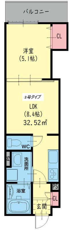 クリエオーレ友井(1LDK/1階)の間取り写真