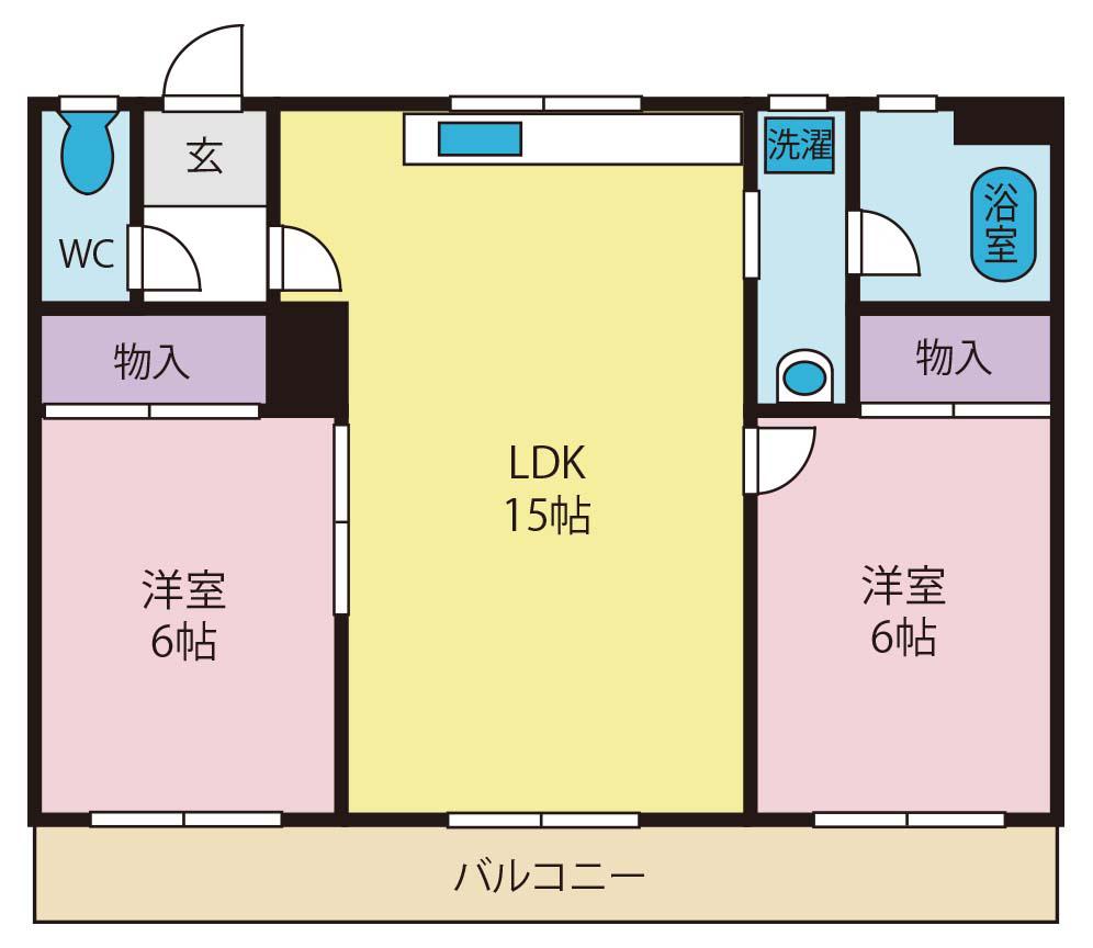 ベルグローブ(2LDK/3階)の間取り写真