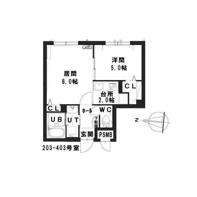 グランメール クレール苗穂(1LDK/4階)の間取り写真