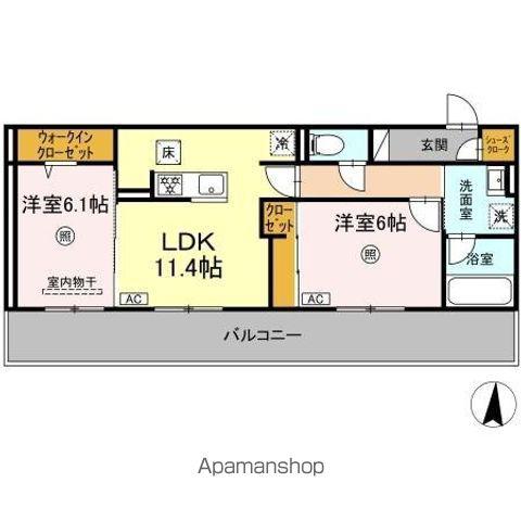 リヴィエール友丘(2LDK/1階)の間取り写真