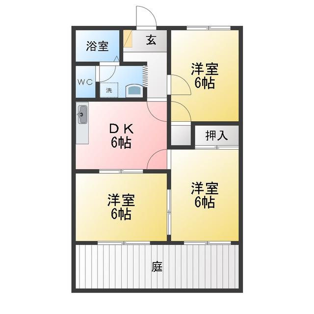 ハイランドモチヅキA(3DK/1階)の間取り写真