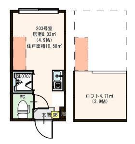ハーモニーテラス町屋V(ワンルーム/2階)の間取り写真