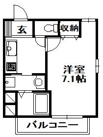 アミュレット(1K/1階)の間取り写真