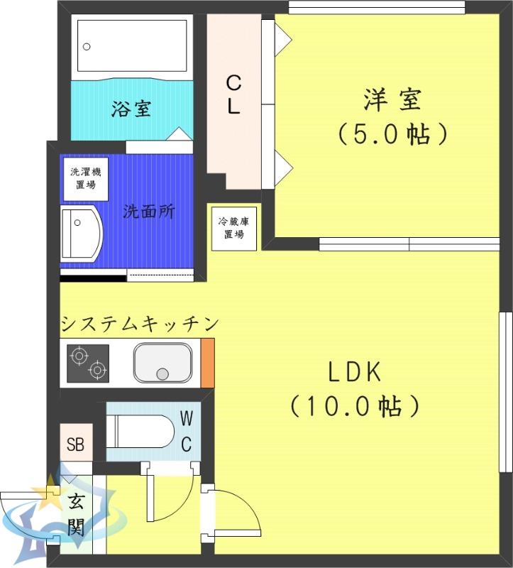 ロゼリア発寒(1LDK/1階)の間取り写真