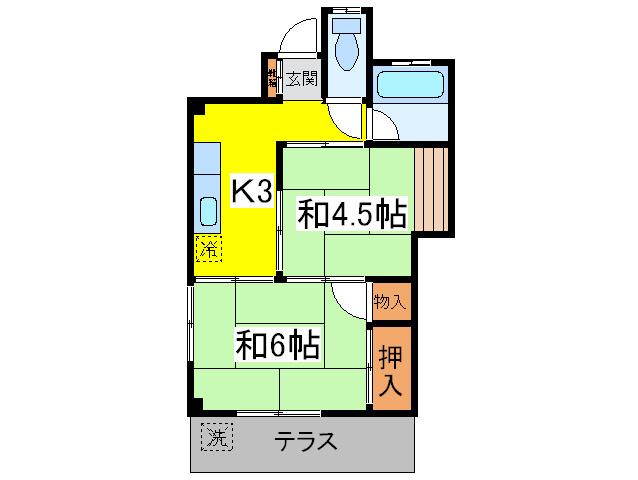 サンハイツ(2K/1階)の間取り写真