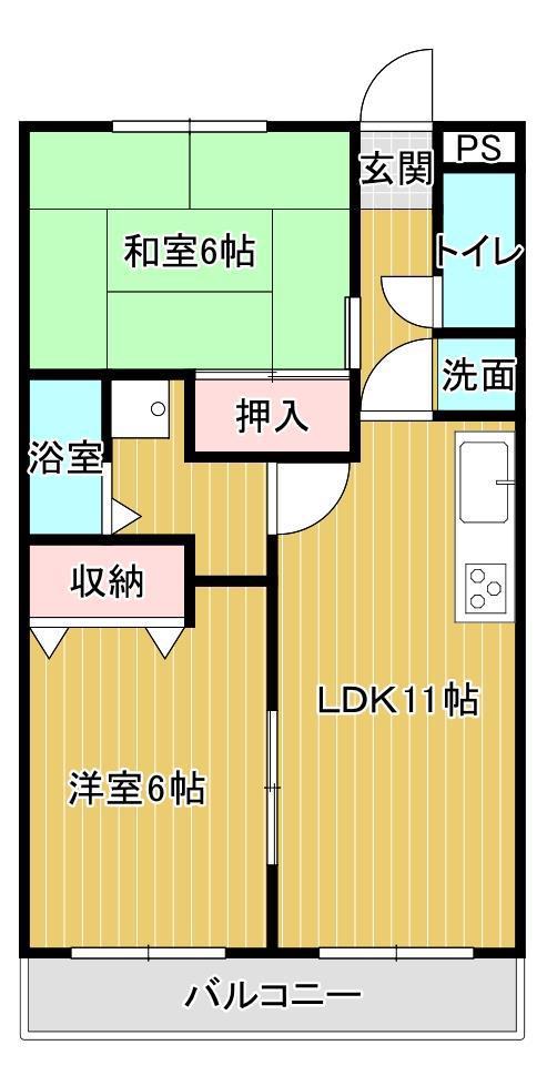 アーバンハイツ(2LDK/1階)の間取り写真