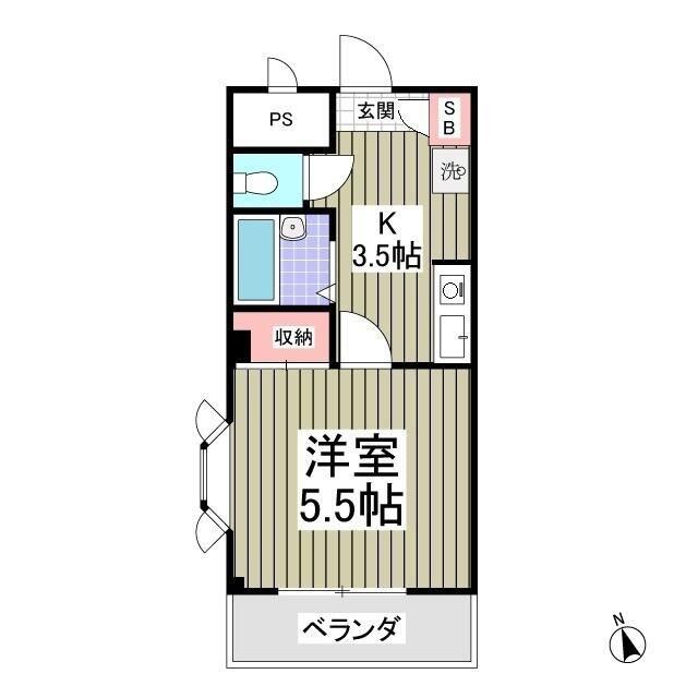 サンライズ水村(1K/2階)の間取り写真