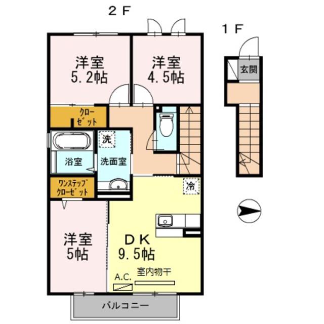 ハイツ東野II(3LDK/2階)の間取り写真