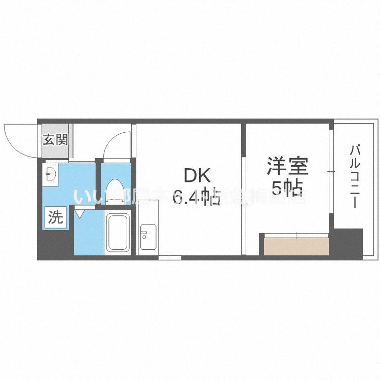 アクアスイート南森町(1LDK/2階)の間取り写真