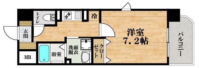 ふぁみゆ上田III(1K/3階)の間取り写真