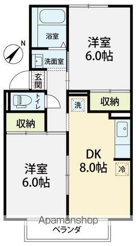 セジュールベル(2DK/2階)の間取り写真