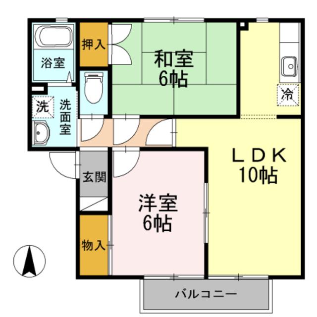アムール(2LDK/1階)の間取り写真