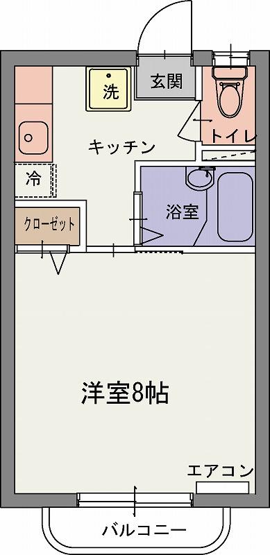 メイプルハウスB棟(1K/2階)の間取り写真