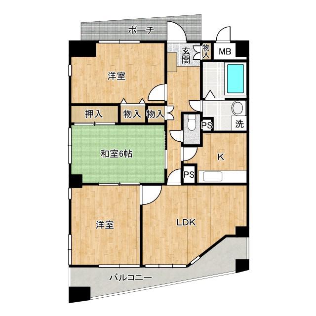 LEAF天王寺(3LDK/5階)の間取り写真