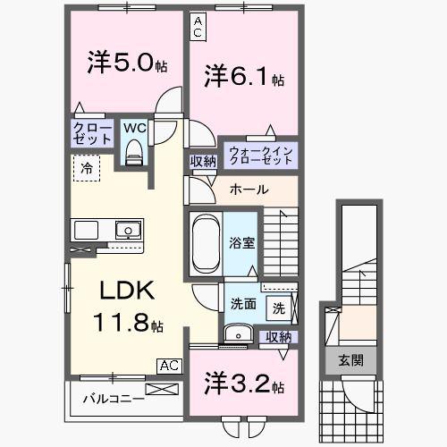 リトルウッズII(3LDK/2階)の間取り写真