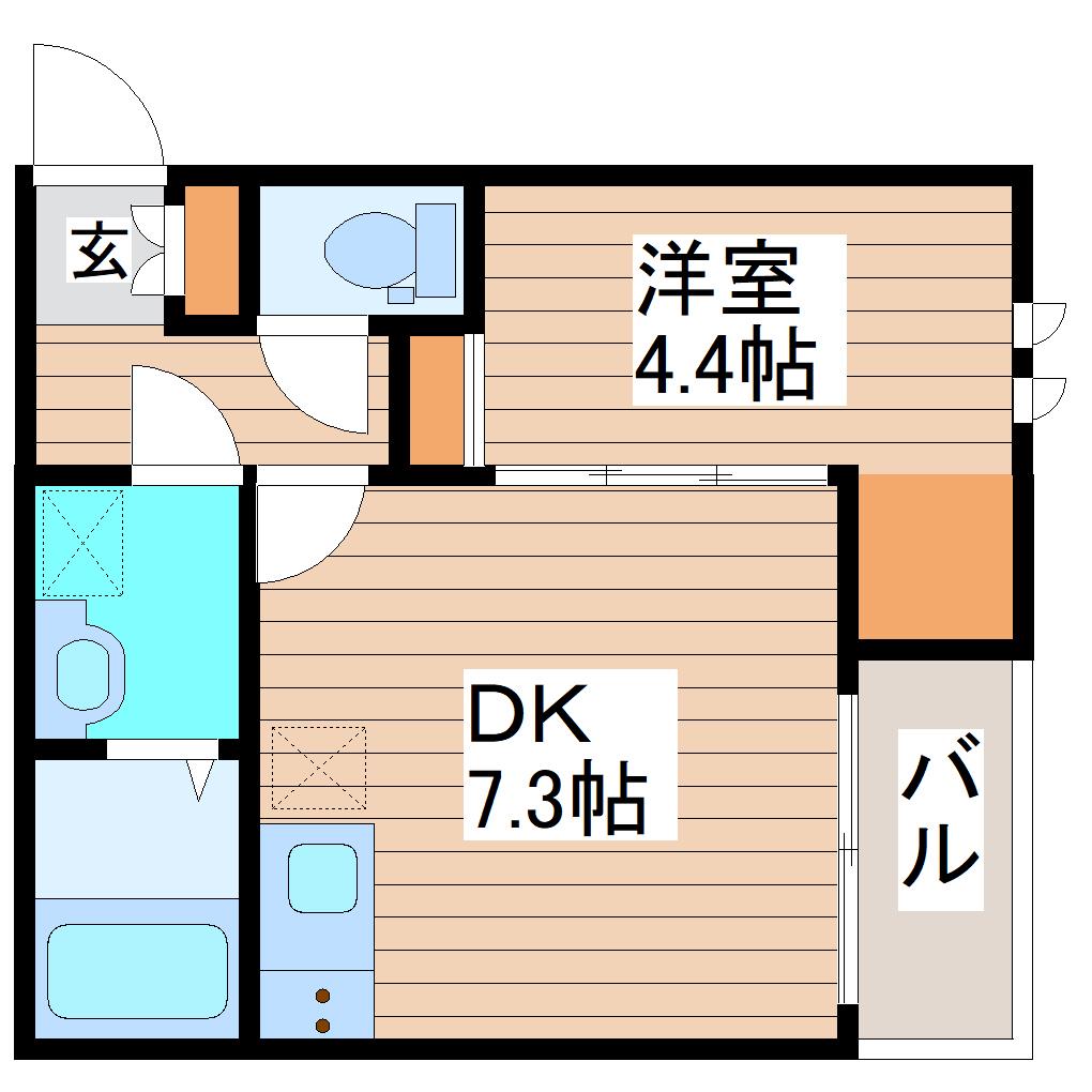 AZUL旭ヶ丘(1DK/1階)の間取り写真