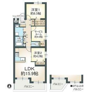 グランスイート敷島(2SLDK/2階)の間取り写真