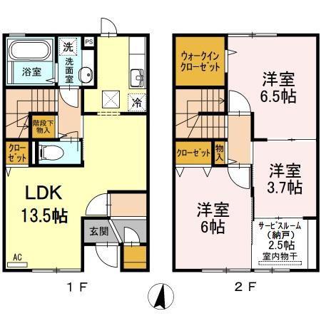 ビアンカ(3LDK/1階)の間取り写真