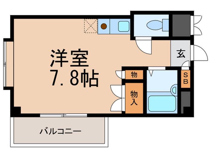 六甲シャレー(ワンルーム/1階)の間取り写真