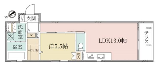 ヘーベルヴィレッジ東中野(1LDK/1階)の間取り写真