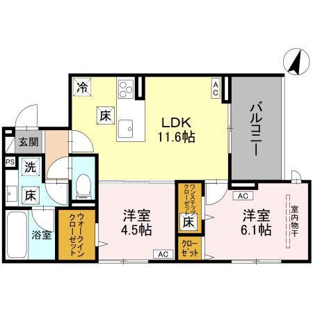 浦和美園PJ II(2LDK/1階)の間取り写真