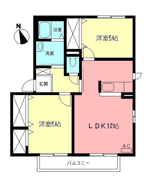 ルミエールソレーユ(2LDK/2階)の間取り写真