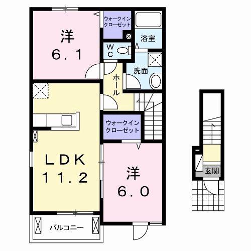 アルエット II(2LDK/2階)の間取り写真