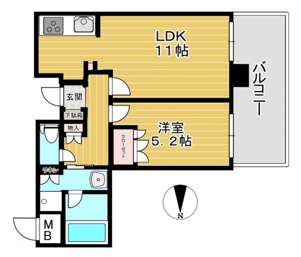 ザ・香里園レジデンス(1LDK/22階)の間取り写真