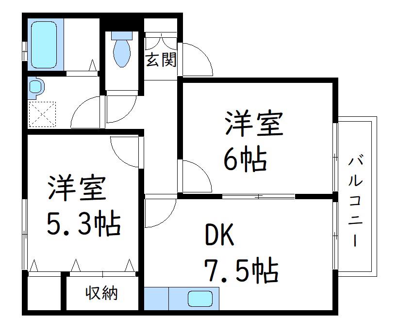 シェリールA棟(2DK/1階)の間取り写真