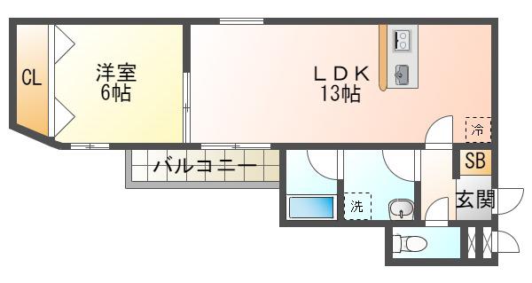 S APT.玉津町(1LDK/3階)の間取り写真