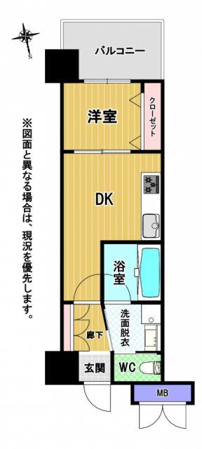 CP TOWER(1DK/20階)の間取り写真