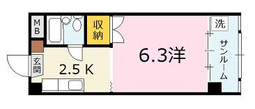 岩岡ビル(1K/3階)の間取り写真