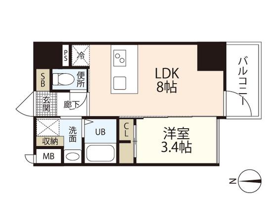 IーSTAGE住吉町(1LDK/4階)の間取り写真