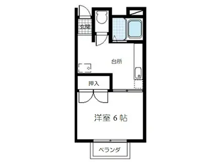 コーポチェリー B(1K/2階)の間取り写真