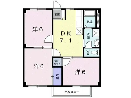 ニューシティ山崎(3DK/1階)の間取り写真