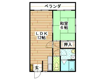 ほっとすいーと(1LDK/2階)の間取り写真
