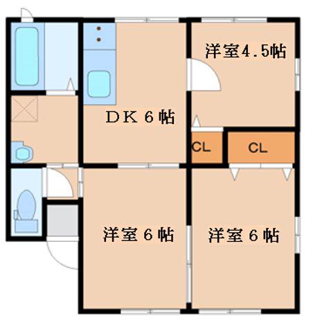 サンハイム(3DK/1階)の間取り写真