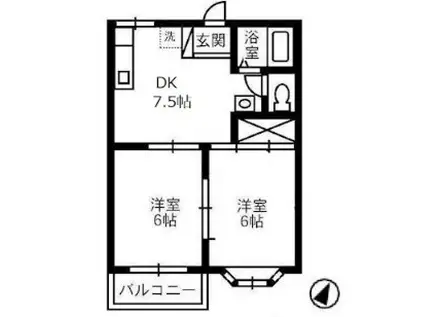 ハッピー早島(2DK/2階)の間取り写真