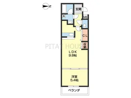 ロックブリッジ(1LDK/2階)の間取り写真