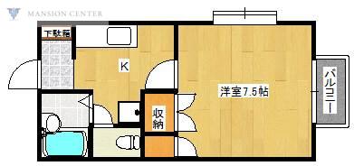 リバプール(1K/2階)の間取り写真