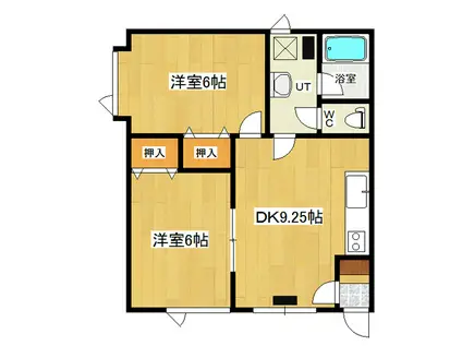 コーポ恵II(2DK/2階)の間取り写真