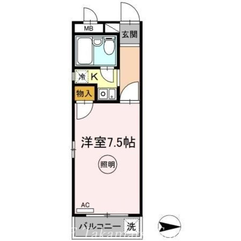 オーレックス郷東(1K/3階)の間取り写真